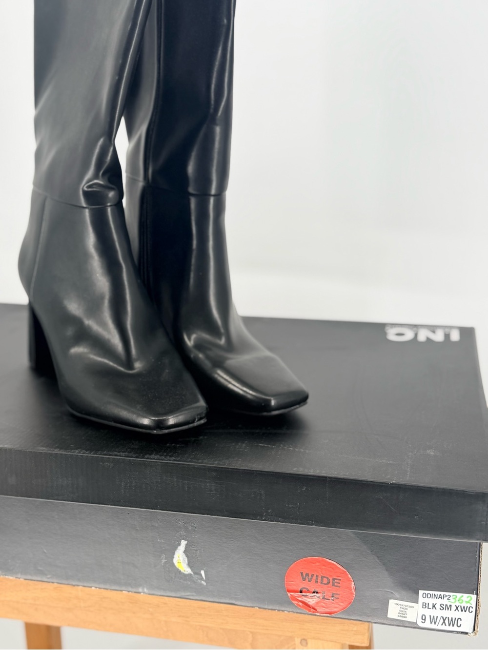 New INC ODINAP Black Knee-High Block Heel Boots - 9